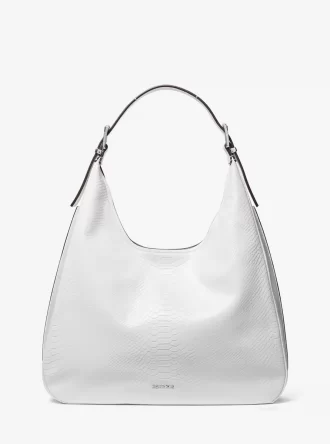 Bolso de hombro Nolita grande de piel con relieve de serpiente