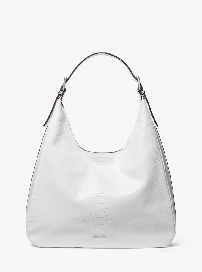 Bolso de hombro Nolita grande de piel con relieve de serpiente Bolso de hombro Nolita grande de piel con relieve de serpiente