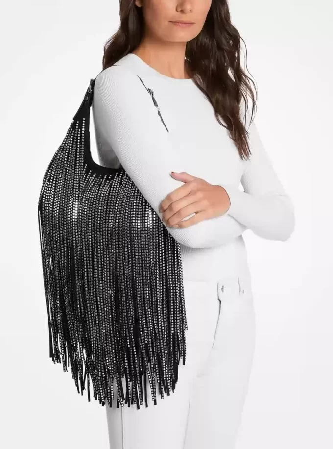 Bolso de hombro Nolita pequeño de ante con flecos y tachuelas (edición limitada)