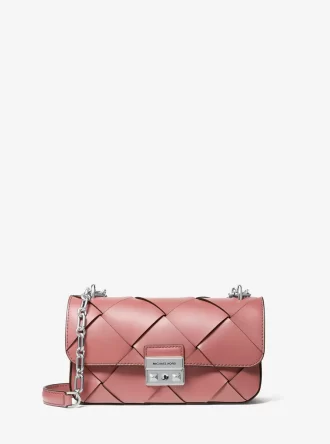 Bolso de hombro pequeño de piel tejida Tribeca