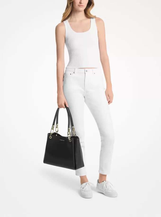 Bolso de hombro Trisha grande de piel granulada