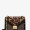 Bolso de hombro Whitney de pelo de becerro con estampado de leopardo y logotipo característico