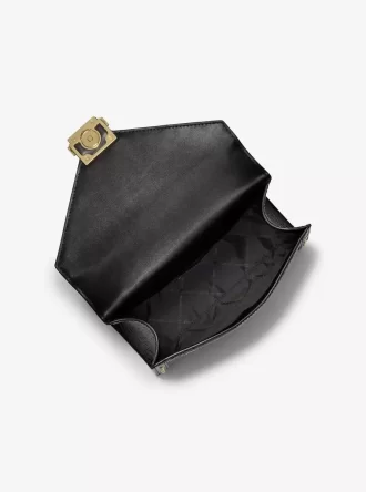 Bolso de hombro Whitney de pelo de becerro con estampado de leopardo y logotipo característico