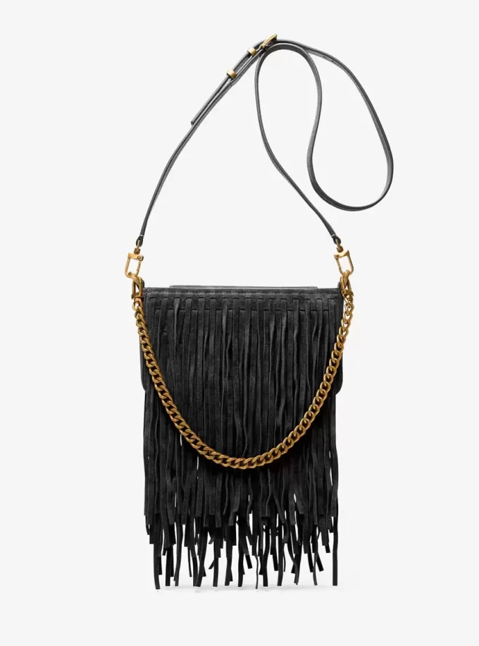 Bolso de mano convertible Bryant de ante con flecos pequeños Bolso de mano convertible Bryant de ante con flecos pequeños