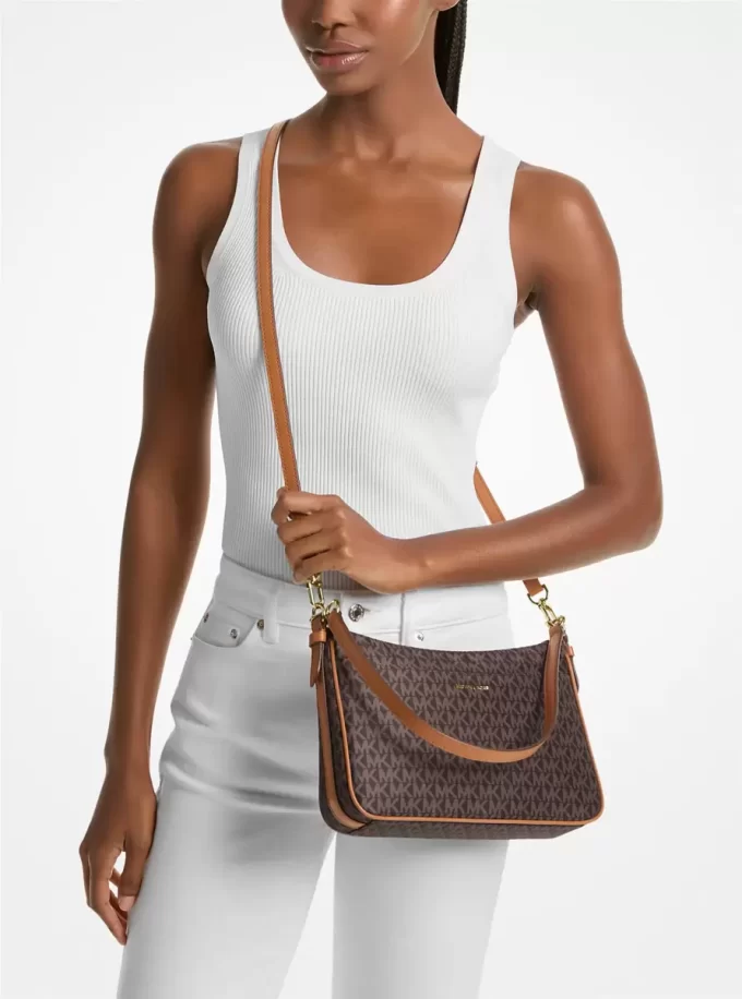 Bolso de mano convertible tejido con estampado del logotipo de Jet Set Signature, tamaño mediano Bolso de mano convertible tejido con estampado del logotipo de Jet Set Signature, tamaño mediano
