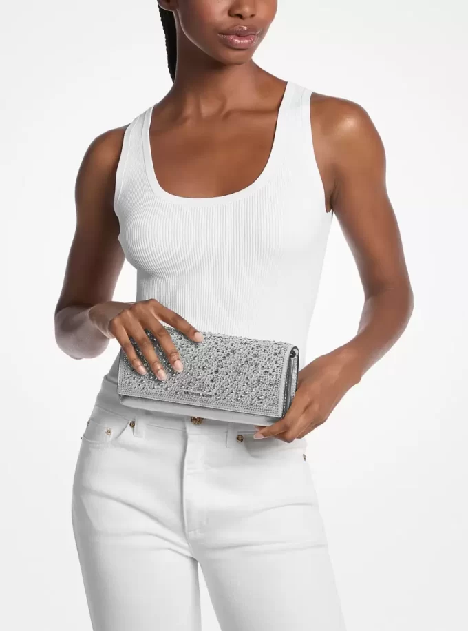 Bolso de mano de piel adornado Jet Set mediano