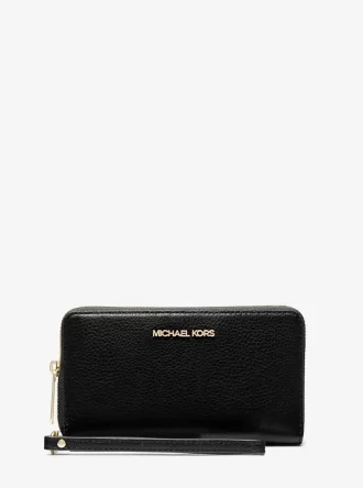 Bolso de mano grande de cuero granulado para smartphone