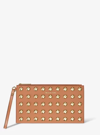 Bolso de mano grande Jet Set de piel granulada con tachuelas