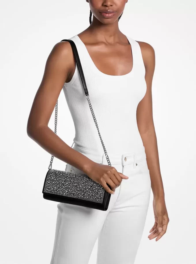 Bolso de mano Jet Set mediano adornado de piel metálica Bolso de mano Jet Set mediano adornado de piel metálica