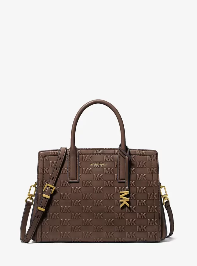 Bolso de piel bruñida con logotipo en relieve mediano Laila Bolso de piel bruñida con logotipo en relieve mediano Laila