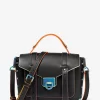 Bolso de piel Manhattan mediano con ribete en contraste Bolso de piel Manhattan mediano con ribete en contraste