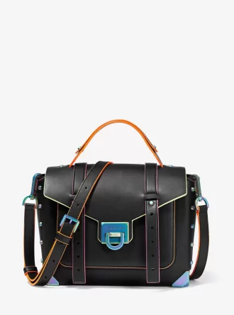 Bolso de piel Manhattan mediano con ribete en contraste