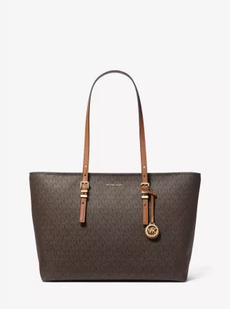 Bolso grande de mano Quinn con logotipo de firma y piel