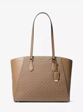 Bolso grande de piel y logo de Taryn