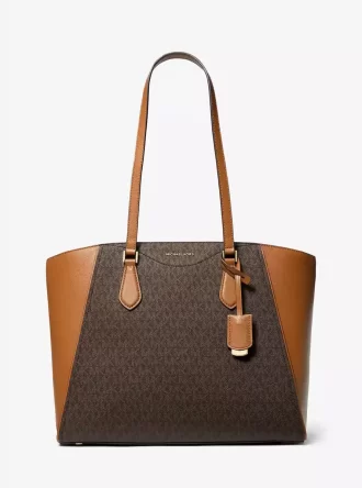 Bolso grande de piel y logo de Taryn