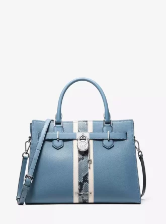 Bolso Hamilton mediano de piel y rayas con relieve de serpiente