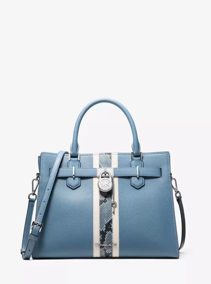 Bolso Hamilton mediano de piel y rayas con relieve de serpiente