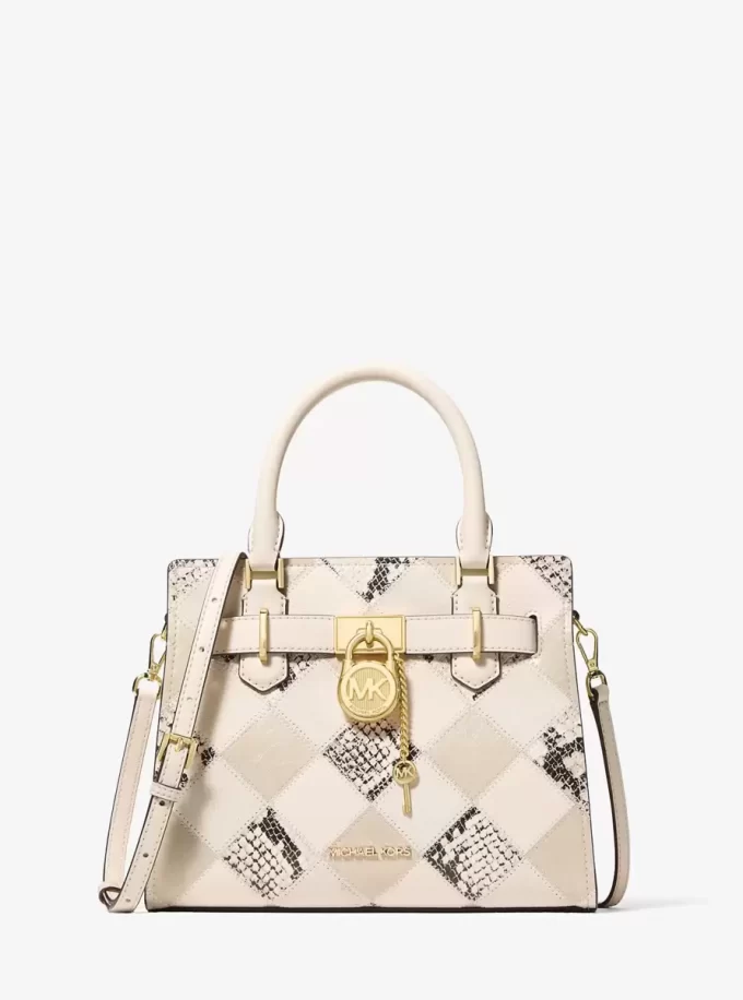 Bolso pequeño Hamilton con estampado patchwork y serpiente Bolso pequeño Hamilton con estampado patchwork y serpiente
