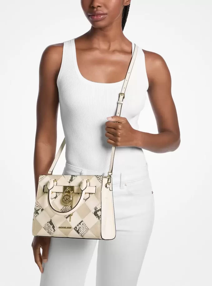 Bolso pequeño Hamilton con estampado patchwork y serpiente Bolso pequeño Hamilton con estampado patchwork y serpiente