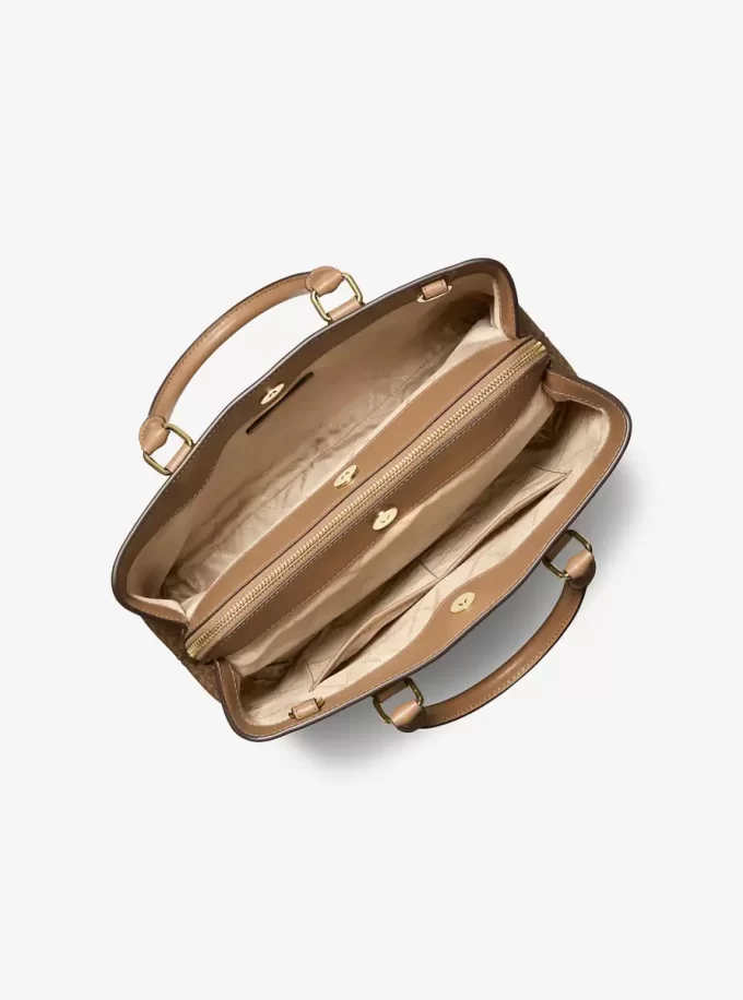 Bolso satchel grande con logotipo de Camille Bolso satchel grande con logotipo de Camille