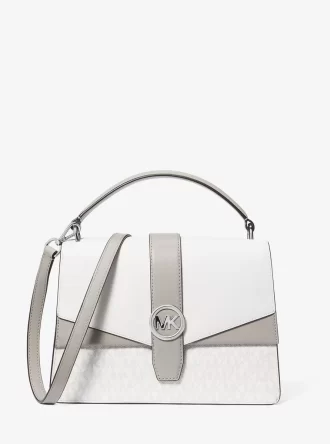 Bolso satchel Greenwich mediano con bloques de color y logotipo exclusivo