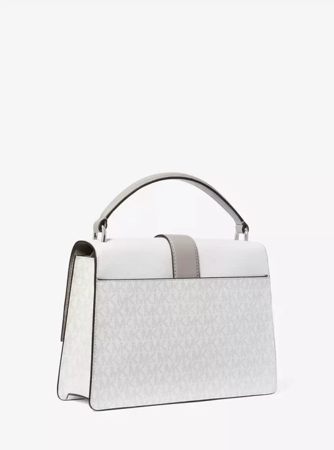 Bolso satchel Greenwich mediano con bloques de color y logotipo exclusivo Bolso satchel Greenwich mediano con bloques de color y logotipo exclusivo