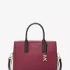 Bolso satchel Laila mediano de piel granulada con bloques de color Bolso satchel Laila mediano de piel granulada con bloques de color