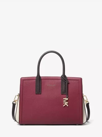 Bolso satchel Laila mediano de piel granulada con bloques de color
