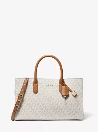 Bolso satchel mediano con logotipo de firma de Scarlett