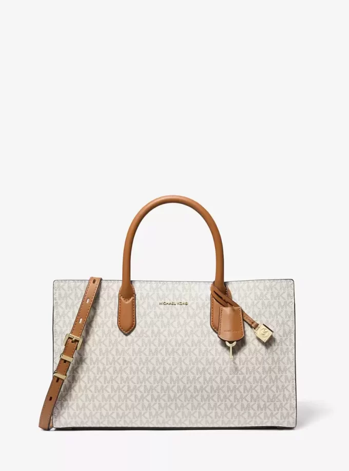 Bolso satchel mediano con logotipo de firma de Scarlett Bolso satchel mediano con logotipo de firma de Scarlett
