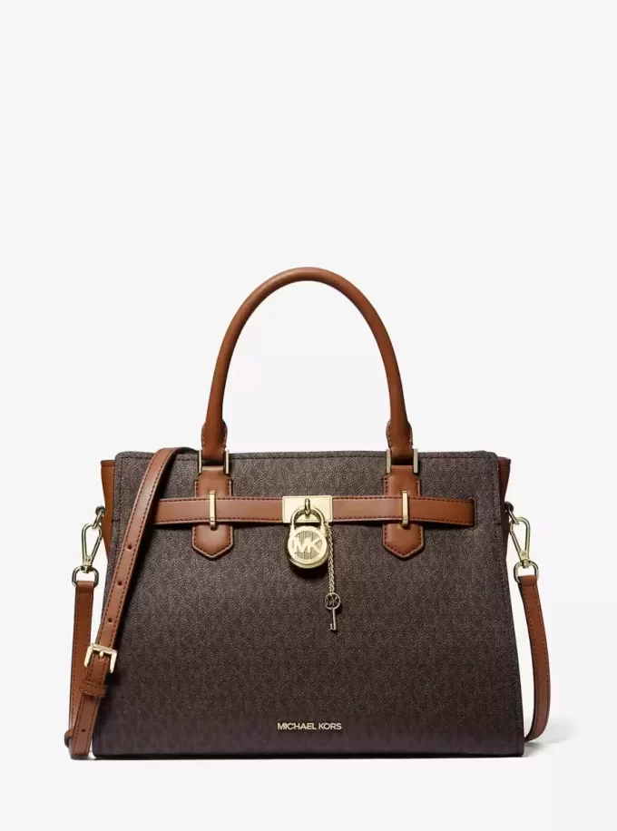 Bolso satchel mediano con logotipo de Hamilton Bolso satchel mediano con logotipo de Hamilton