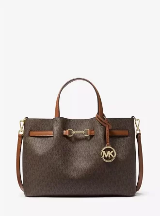 Bolso satchel mediano con logotipo de la firma Carson