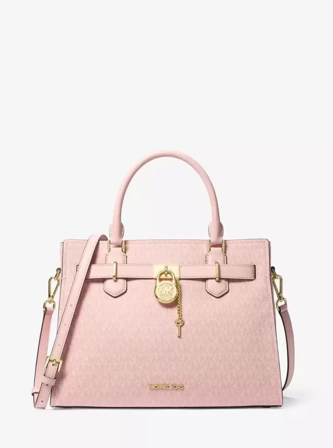 Bolso satchel mediano con logotipo de la firma Hamilton