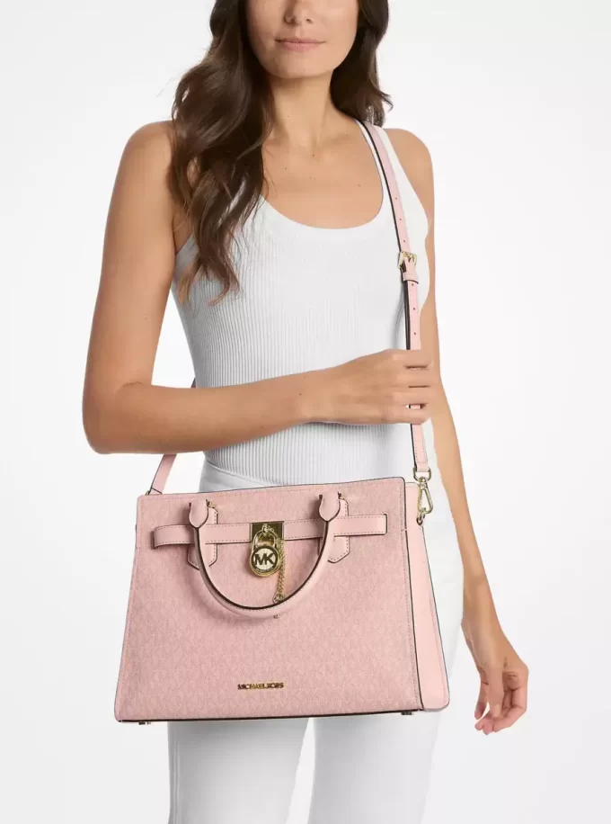 Bolso satchel mediano con logotipo de la firma Hamilton