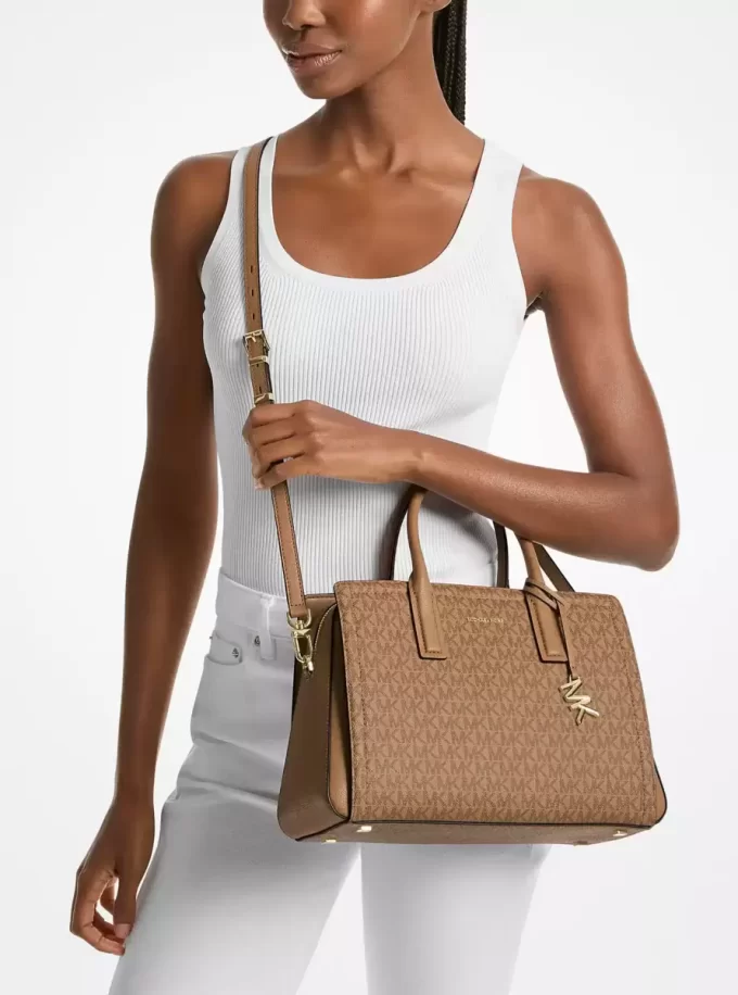 Bolso satchel mediano con logotipo de la firma Laila Bolso satchel mediano con logotipo de la firma Laila