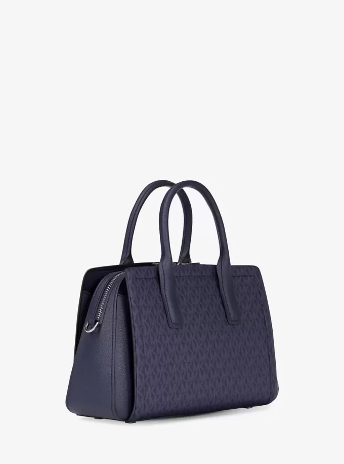 Bolso satchel mediano con logotipo de la firma Laila Bolso satchel mediano con logotipo de la firma Laila