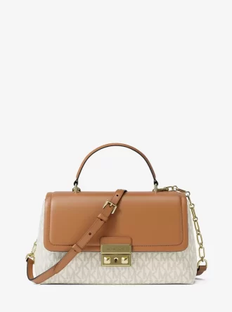 Bolso satchel mediano con logotipo de la firma Tribeca