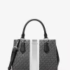 Bolso satchel mediano con rayas y logo de la firma Marilyn