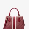 Bolso satchel mediano con rayas y logo de la firma Marilyn