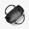 Bolso satchel mediano con rayas y logo de la firma Marilyn