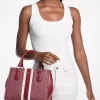 Bolso satchel mediano con rayas y logo de la firma Marilyn