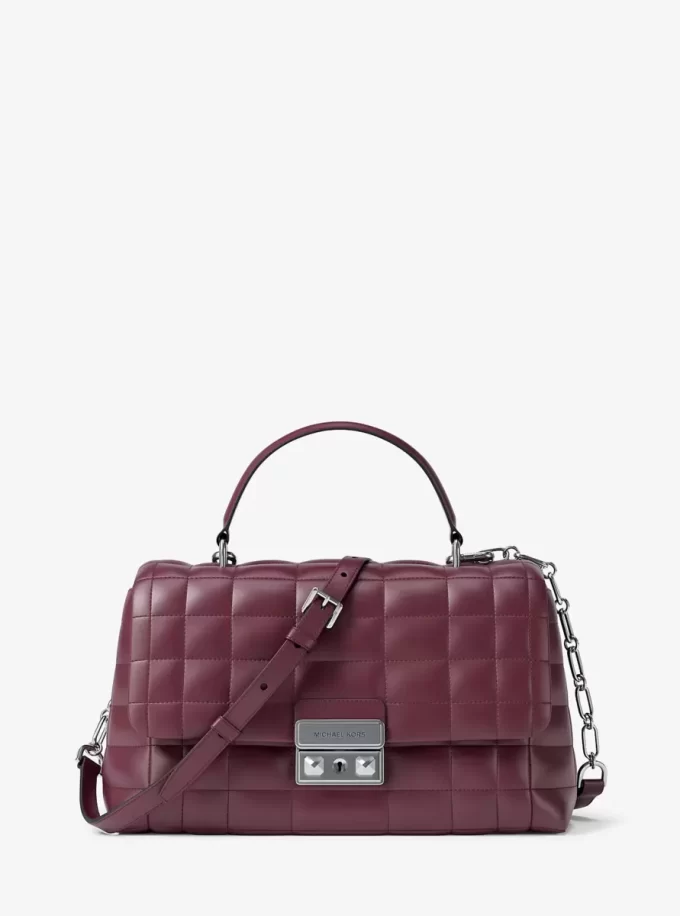 Bolso satchel mediano de cuero acolchado Tribeca Bolso satchel mediano de cuero acolchado Tribeca