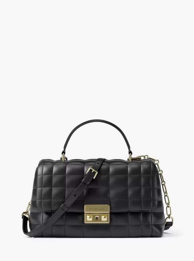 Bolso satchel mediano de cuero acolchado Tribeca Bolso satchel mediano de cuero acolchado Tribeca