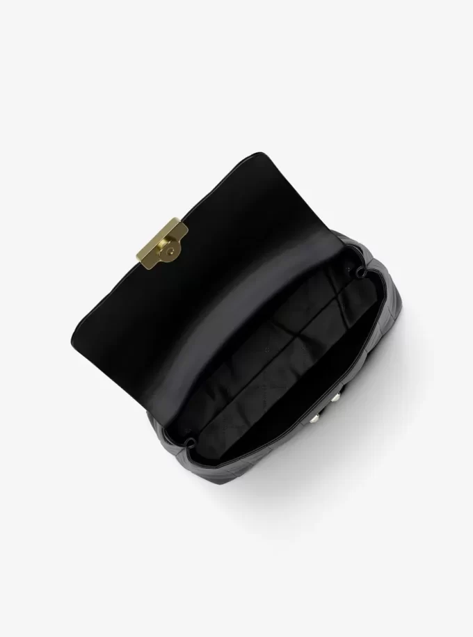 Bolso satchel mediano de cuero acolchado Tribeca Bolso satchel mediano de cuero acolchado Tribeca