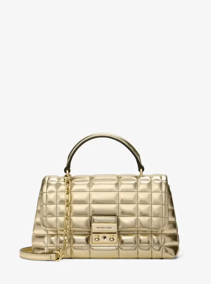 Bolso satchel mediano de piel metalizada Tribeca Bolso satchel mediano de piel metalizada Tribeca
