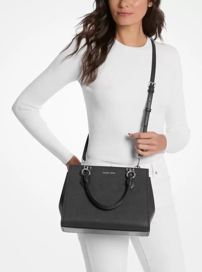Bolso satchel mediano de piel saffiano Marilyn