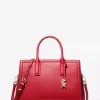 Bolso satchel mediano metálico Laila con logotipo de la firma Bolso satchel mediano metálico Laila con logotipo de la firma