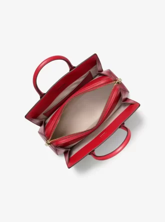 Bolso satchel mediano metálico Laila con logotipo de la firma