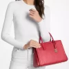 Bolso satchel mediano metálico Laila con logotipo de la firma Bolso satchel mediano metálico Laila con logotipo de la firma