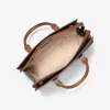 Bolso satchel mediano Sheila con logo distintivo metálico en dos tonos